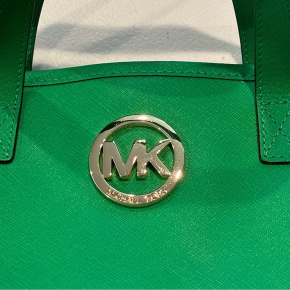 Michael Kors Small Carryall Tote Kelly Green leather MK Purse Handbag - Picture 3 of 7